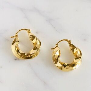 18K Gold Plated Twist Chunky Hoop Earrings